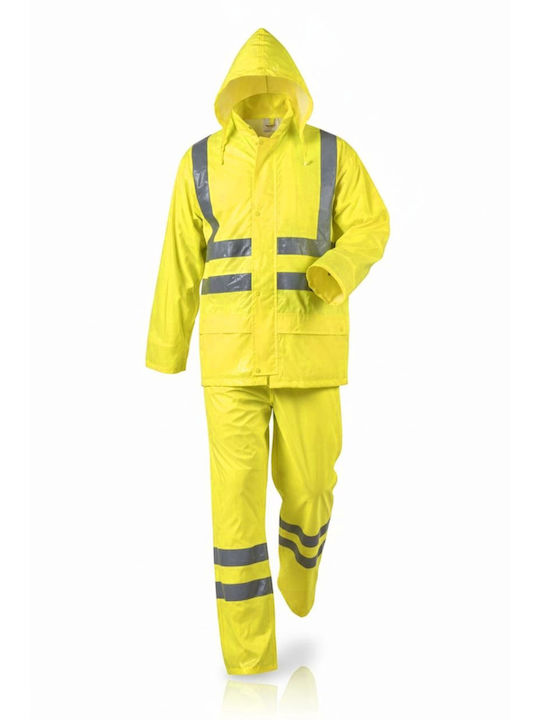 Active Gear Αδιάβροχο και Αντιανεμικό Ανδρικό Κουστούμι Εργασίας με Αντανακλαστικές Ταινίες Κίτρινο