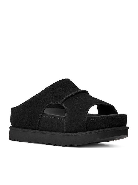 Goldenstar Дамски Кожени Сандали Flatforms Черни