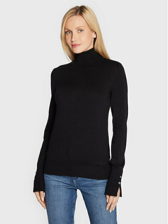 Damen Bluse Langärmelig Rollkragenpullover Schwarz