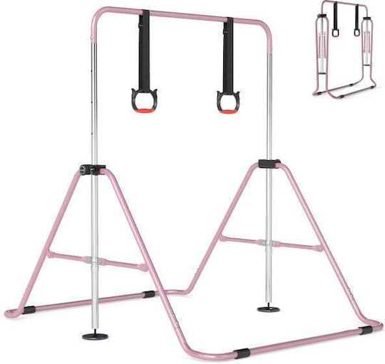 Costway Pink Adjustable Gymnastics Bar Kids 4 Height Levels Stable Metal Frame 132 X 144.5 X 111.5 Cm Sp38687pi