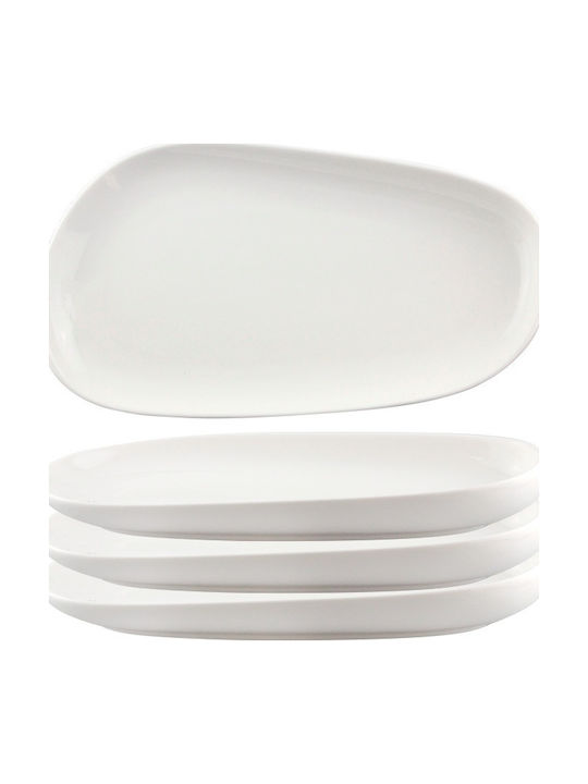 Raki Sidney Rectangular Serving Platter Made of White Porcelain 34x19cm