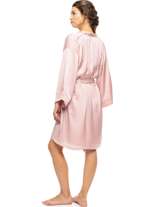 Pink Label Summer Women's Cotton Robe Peach Pink