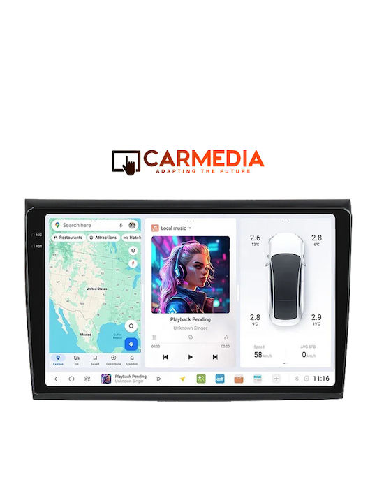 Carmedia Auto-Audiosystem für Fiat Bravo 2007 (Bluetooth/USB/AUX/WiFi/GPS/Apple-Carplay/Android-Auto) mit Touchscreen 9.5"