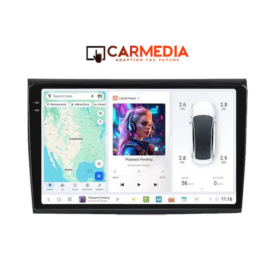 Carmedia Auto-Audiosystem für Fiat Bravo 2007 (Bluetooth/USB/AUX/WiFi/GPS/Apple-Carplay/Android-Auto) mit Touchscreen 9.5"