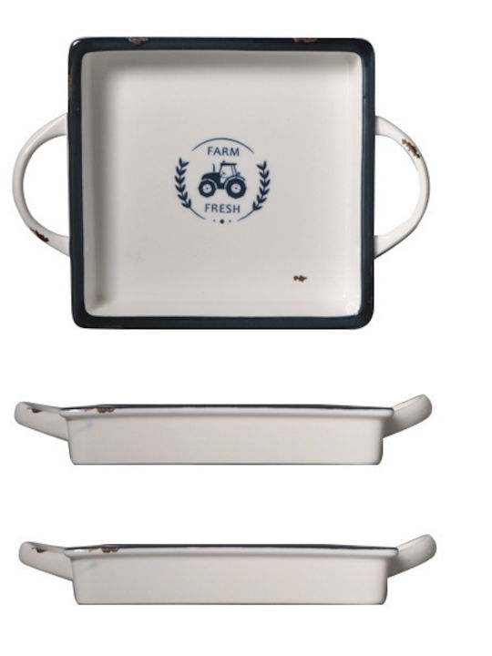 Raki Happy Serving Platter From White Porcelain 25x18cm