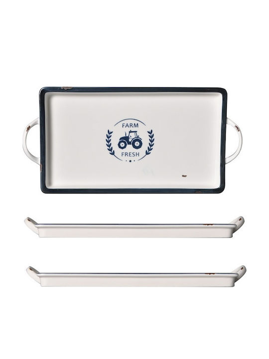 Raki Happy Rectangular Serving Platter Made of White Porcelain 38x19cm