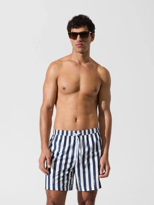 Karl Lagerfeld Costum de Baie Bărbați Pantaloni Scurți Dungați Albastru-Alb cu Dungi B2M46042-1HA