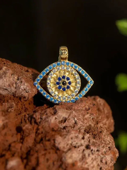 Charm Talisman Ochi Protector din Aur 9K Turcoaz