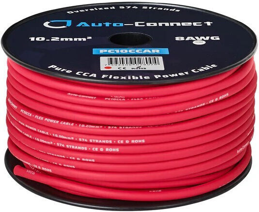 Pc10ccar Pure Cca 10.2mm² Power Wire Auto-connect Red