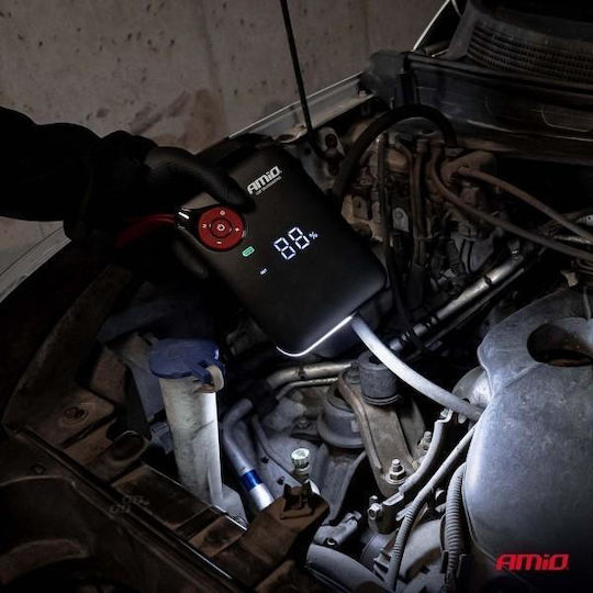 AMiO Portable Car Battery Starter 7200mAh with Pump Flashlight USB Power Bank 12V