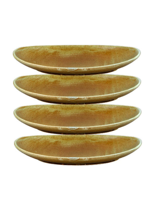 Raki Oval Porcelain Serving Platter Yellow 30x21cm
