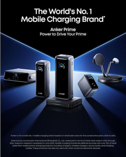 Anker Prime Power Bank 26250mAh 300W με Θύρα USB-A και 2 Θύρες USB-C Μαύρο