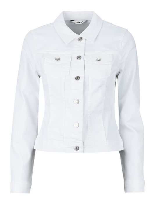 Scurtă Jachetă de femei din denim Alb