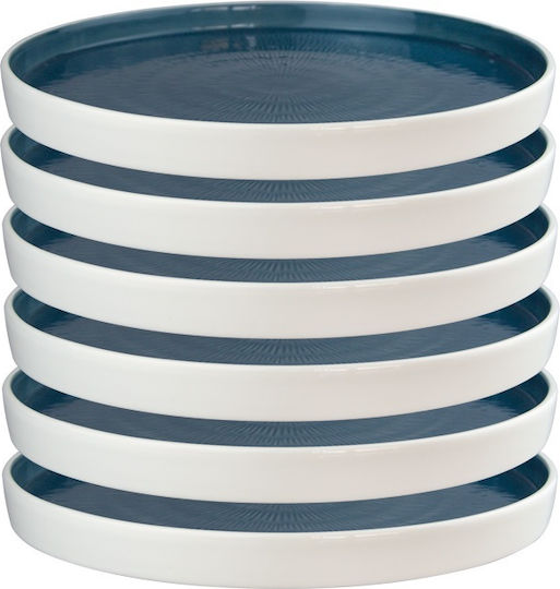 Raki Rund Servierplatte aus Porzellan Blau mit Durchmesser 20cm