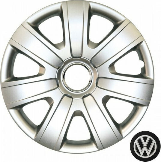 Croatia Cover Car Hubcap Set Volkswagen Polo 6R with VW Emblem 15" 4pcs Silver