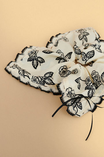 Hair Scrunchie Floral Beige Collection Spring 26