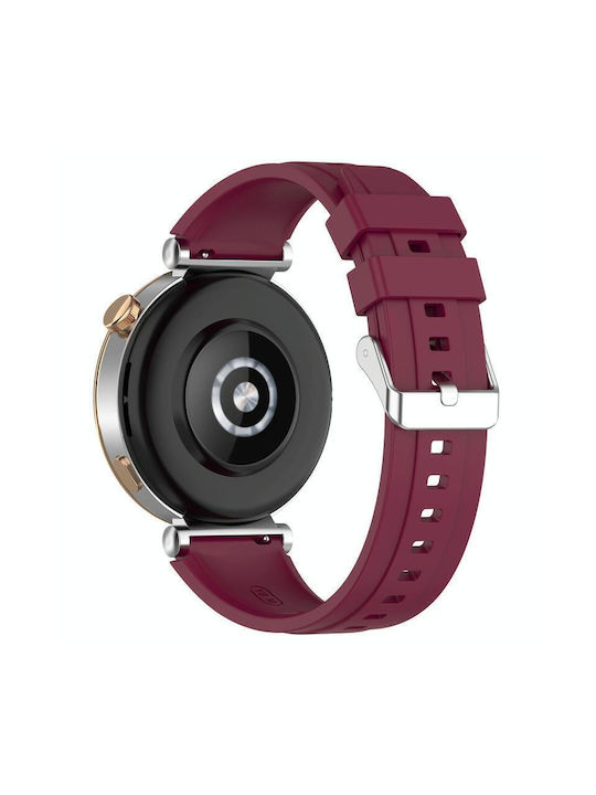 Huawei Watch Gt4 41mm Official Steps Style Silver Buckle Silicone Watch Band Wine Red
