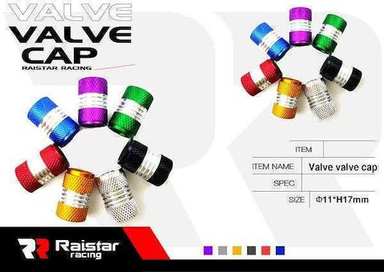 Raistar Καπάκια Βαλβίδων Ελαστικών Αυτοκινήτου Ασημί 4τμχ