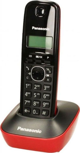 Panasonic KX-TG1611SPR Cordless Phone Black-Red