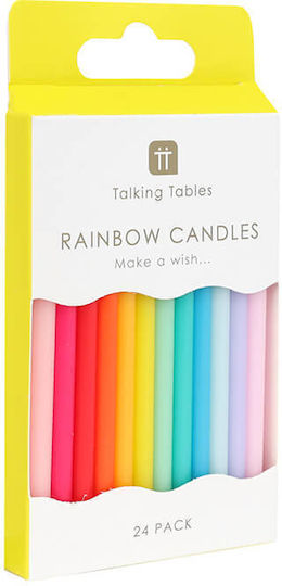 Κεράκια Πολύχρωμα Rainbow Birthday 24τμχ