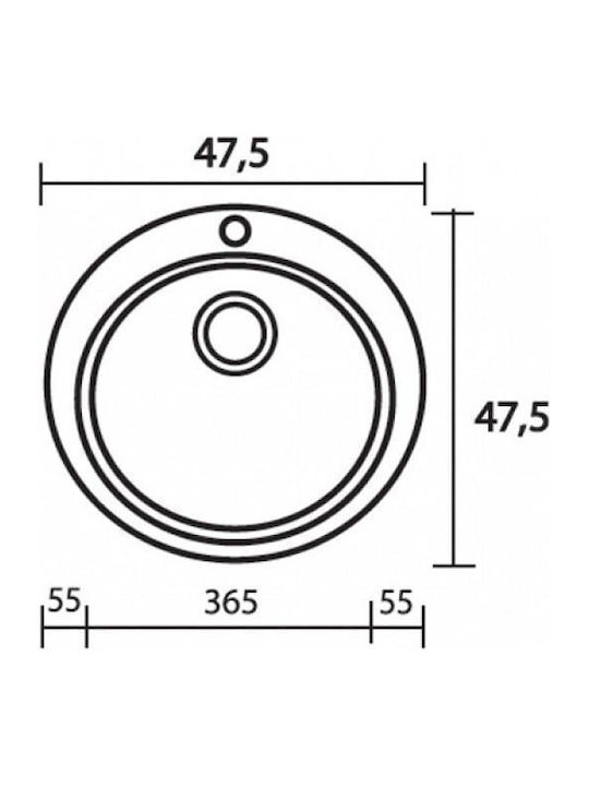 Sanitec 316 Classic Drop-In Küchenspüle aus Flüssigem Granit M48xP48cm