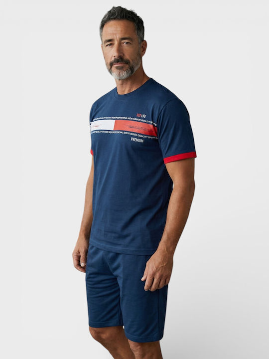 Ανδρική Καλοκαιρινή Πιτζάμα Collection Βαμβακερή 100% Cotton Μπλε Cl2690-1-μπλε Ανδρική Καλοκαιρινή Πιτζάμα Collection Βαμβακερή 100% Cotton Μπλε Cl2690-1-μπλε
