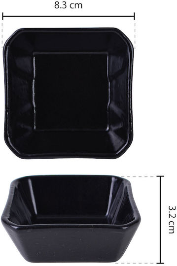Raki Street Serving Bowl for Dip Square Ceramic Black