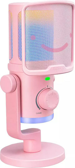 Fifine AmpliGame AM6P USB Microphone for Studio in Pink Color