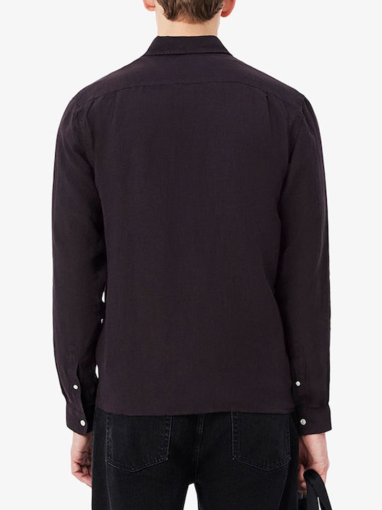 Lacoste Λινό Πουκάμισο Darkbrown