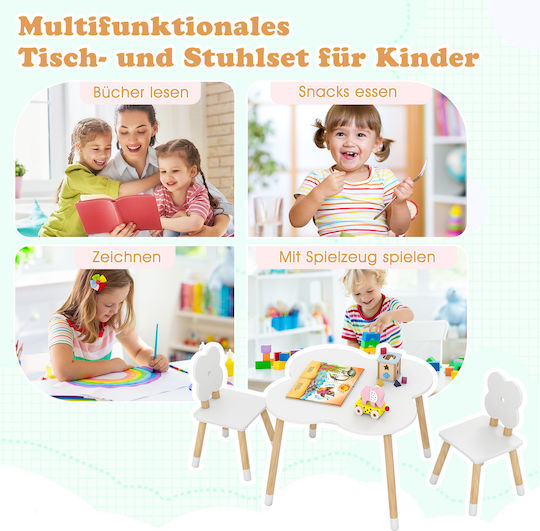 Kids Table Set with Chairs for Painting Made of White Wood Costway