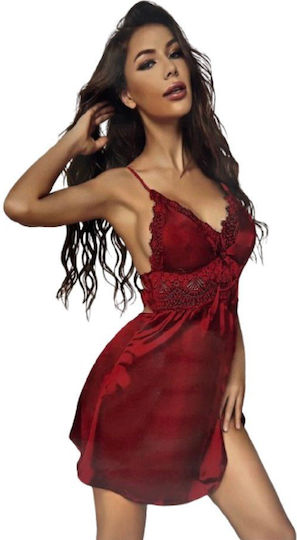 Babydoll Satinat Cu Dantelă – Pasiune Roșie Absolută