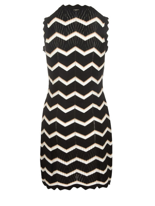 Summer Mini Knitted Dress Blk/Ivo/Teak