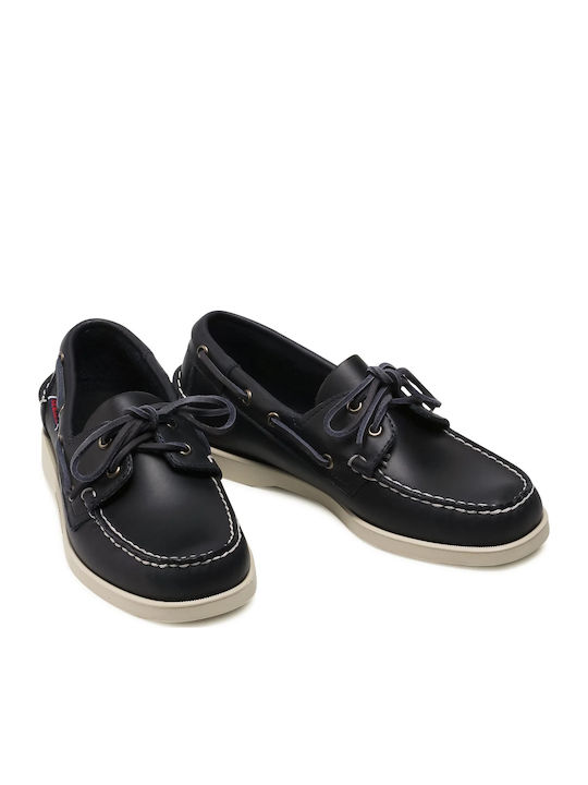 Portland Leather Men's Boat Shoes in Blue Colour