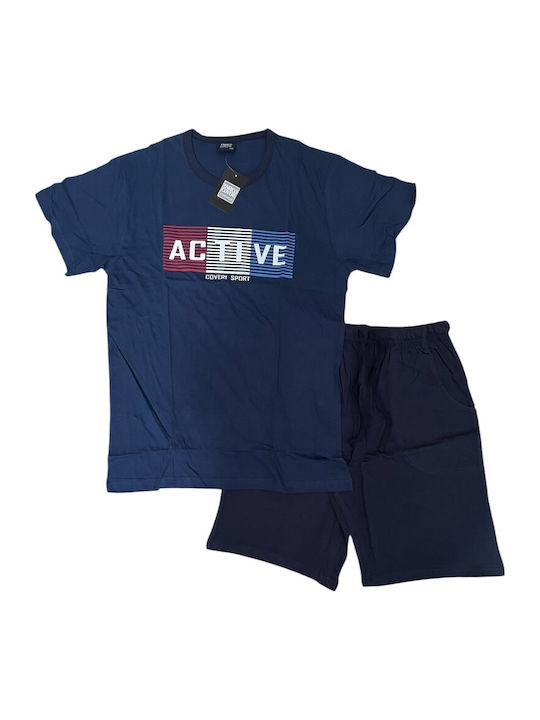 Enrico Coveri Sommer Herrenpyjama Marineblau
