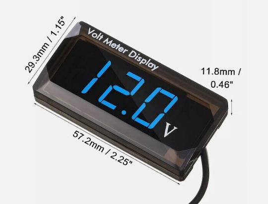 Βολτόμετρο Ψηφιακό Μπλε Pf-p3 Dc 8-18v Waterproof Ipx6 Digital Voltmeter Led Display Blue