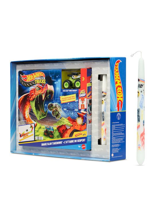 Easter Candle With Toy Monster Trucks Snake Slam Takedown Playset For Age 4+ Hot Wheels