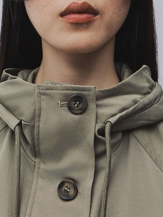 Women's Khaki Gabardine with Hood