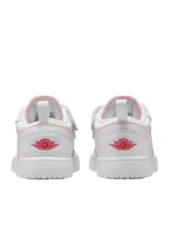 Retro 1 Low Kids Sneakers with Hoop & Loop Closure Pink