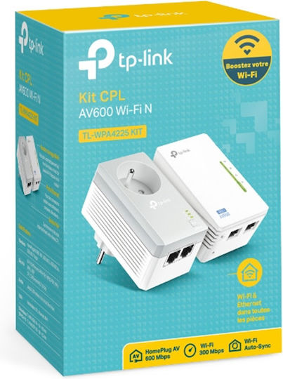 TP-LINK CPL-TL-WPA4225KIT WiFi Extender 600Mbps με 2 Ethernet