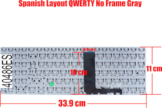 Spanish Laptop Keyboard Lenovo Ideapad 320-17ikb 80xm 81bj 320-17ast 80xw V320-17ikb 81ah 81cn V320-17isk 81b6 330-15ast 81d6 330-15ikb 81de 81dc 320-15isk 80xh 5cb0n96198 Es Without Frame Gray Code 40486es