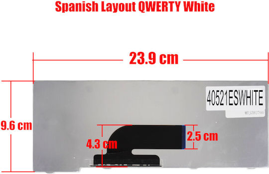 Испанска Клавиатура За Лаптоп Lenovo Ideapad S10-2 S10-2c S10-3c S11 Pk1308h3a49 25-008465 V103802bs1 Es Бял Код 40521eswhite