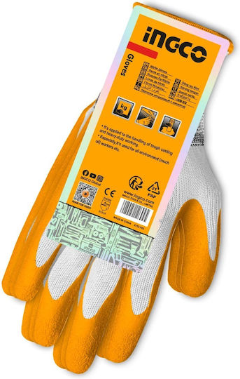 Ingco Wasserdicht Arbeitshandschuhe Gelb Latex 1Stück