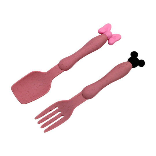 Set De Tacâmuri Pentru Bebeluşi Din Plastic Cu Carcasă Roz 2 Bucăți