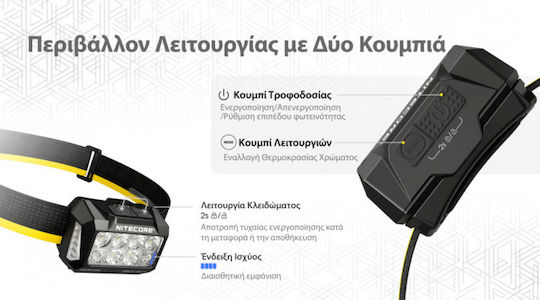 NiteCore Φακός Κεφαλής LED με Μέγιστη Φωτεινότητα 800lm