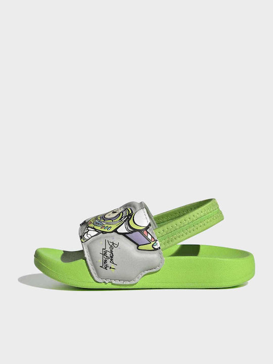 Kids' Flip Flops Slides Green Adilette Estrap
