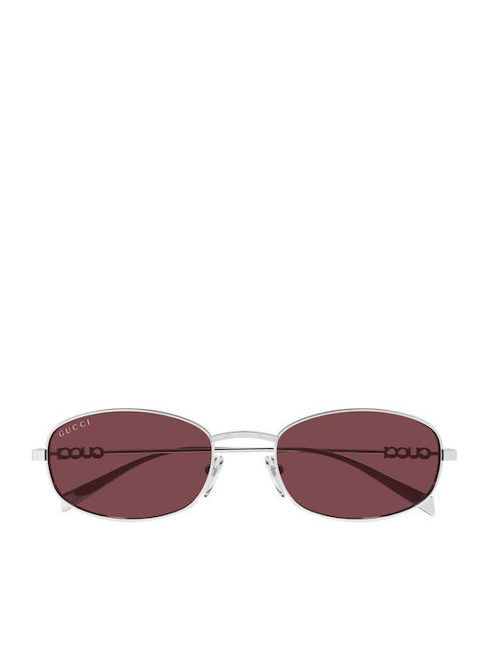 Gucci Unisex Sonnenbrille mit Silber Metall Gestell und Rot Spiegel Linse GG1940S 003