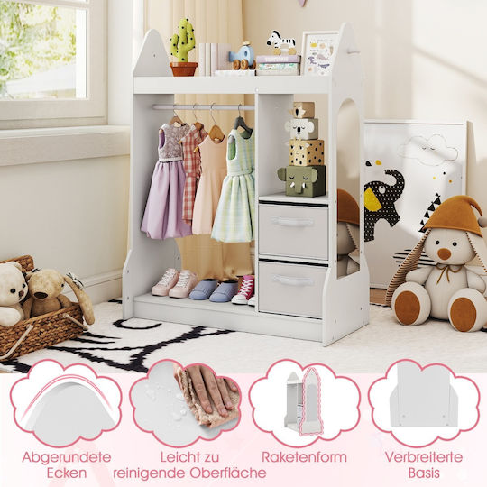Costway Kids Multi Hook Wall Hanger with Hook Plastic White with Shelf 107x81x38cm