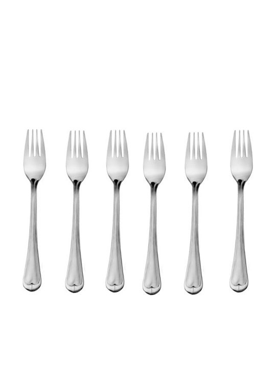 Raki Set Of Silver Stainless Steel Table Forks 6 Pieces