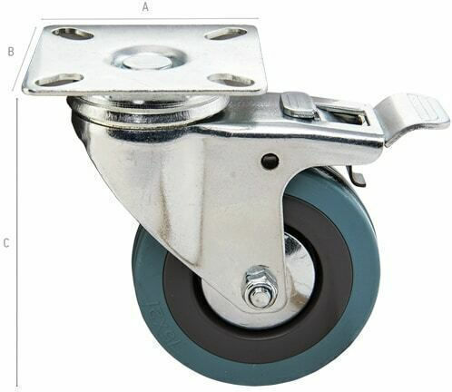 FFG Rotating Plastic Wheel with Brake Blue 75mm