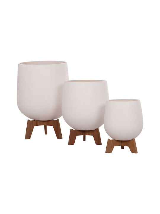 HomeMarkt Set 3 Pots Wooden White